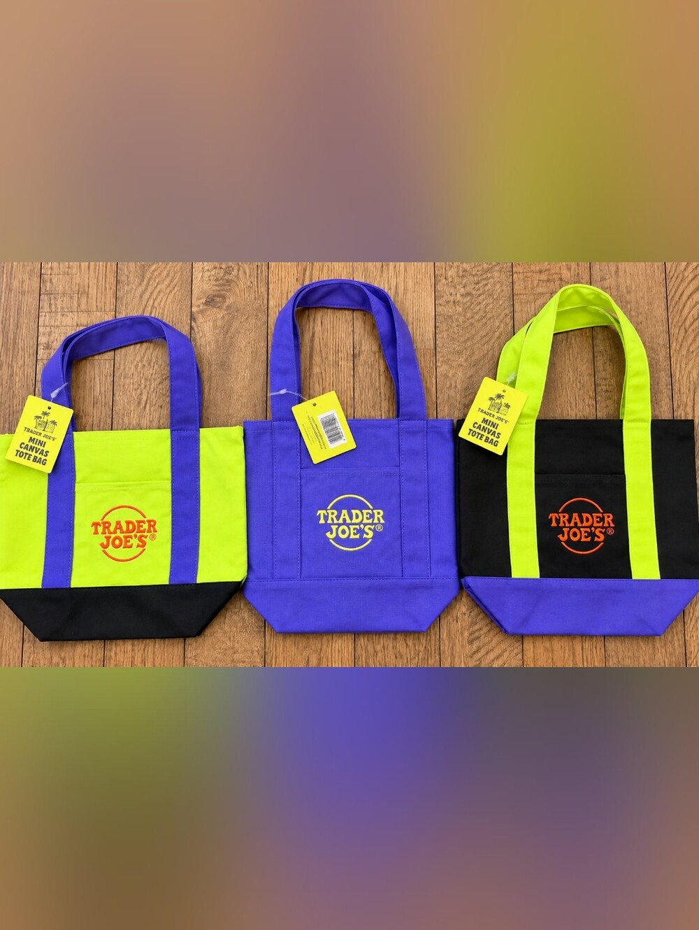 Trader Joe's Halloween Trick or Treat Canvas Tote Bags NWT Set of 3